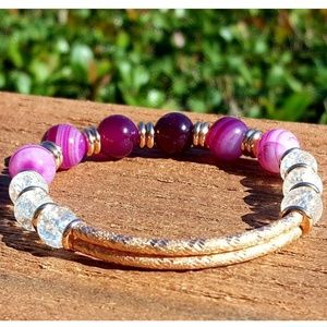 Boho Beaded Agate & Cracked Crystal Glass Beads